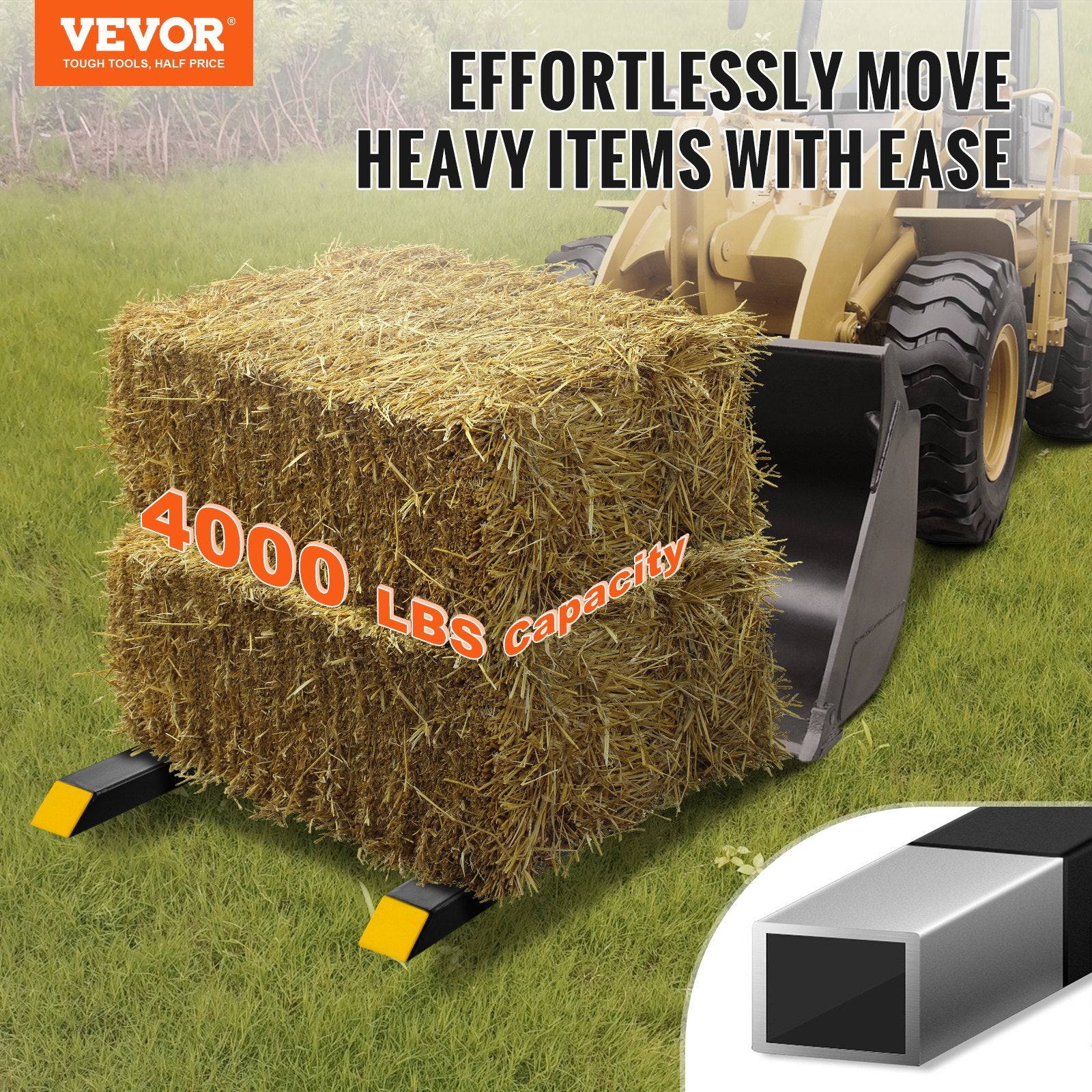 Automotive Parts: VEVOR Pallet Forks, 907 kg Clamp on Pallet Forks, 1490 mm Total Length Heavy Duty Pallet Forks with Adjustable Stabilizer bar, Tractor Bucket Forks for Tractor Attachments, Skid Steer, Loader Bucket