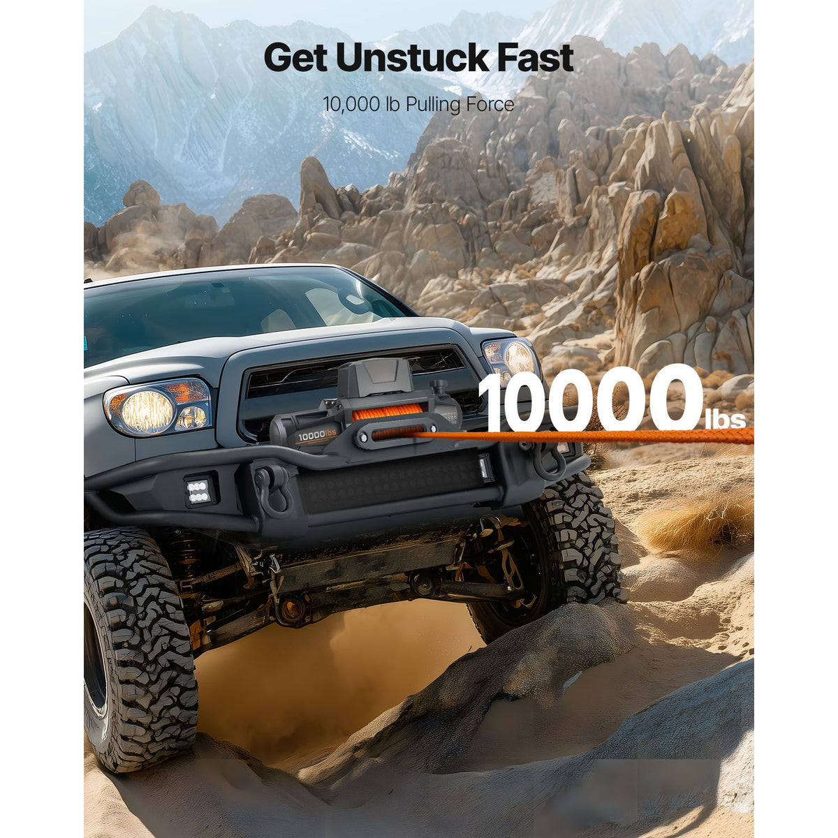 Electric Winch, 4500 kg Load Capacity, 12V DC Truck Winch with Φ8.9 mm x 27.4 m Synthetic Rope, Wireless & Wired Remote Control, IP67 Waterproof for Towing Off-Road SUV Jeep Trailer Boat