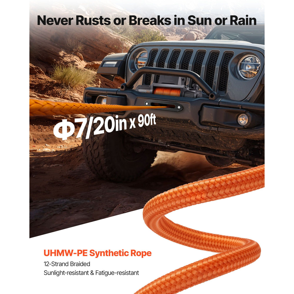 Electric Winch, 4500 kg Load Capacity, 12V DC Truck Winch with Φ8.9 mm x 27.4 m Synthetic Rope, Wireless & Wired Remote Control, IP67 Waterproof for Towing Off-Road SUV Jeep Trailer Boat