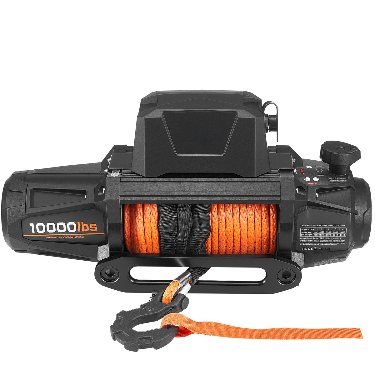 Electric Winch, 4500 kg Load Capacity, 12V DC Truck Winch with Φ8.9 mm x 27.4 m Synthetic Rope, Wireless & Wired Remote Control, IP67 Waterproof for Towing Off-Road SUV Jeep Trailer Boat