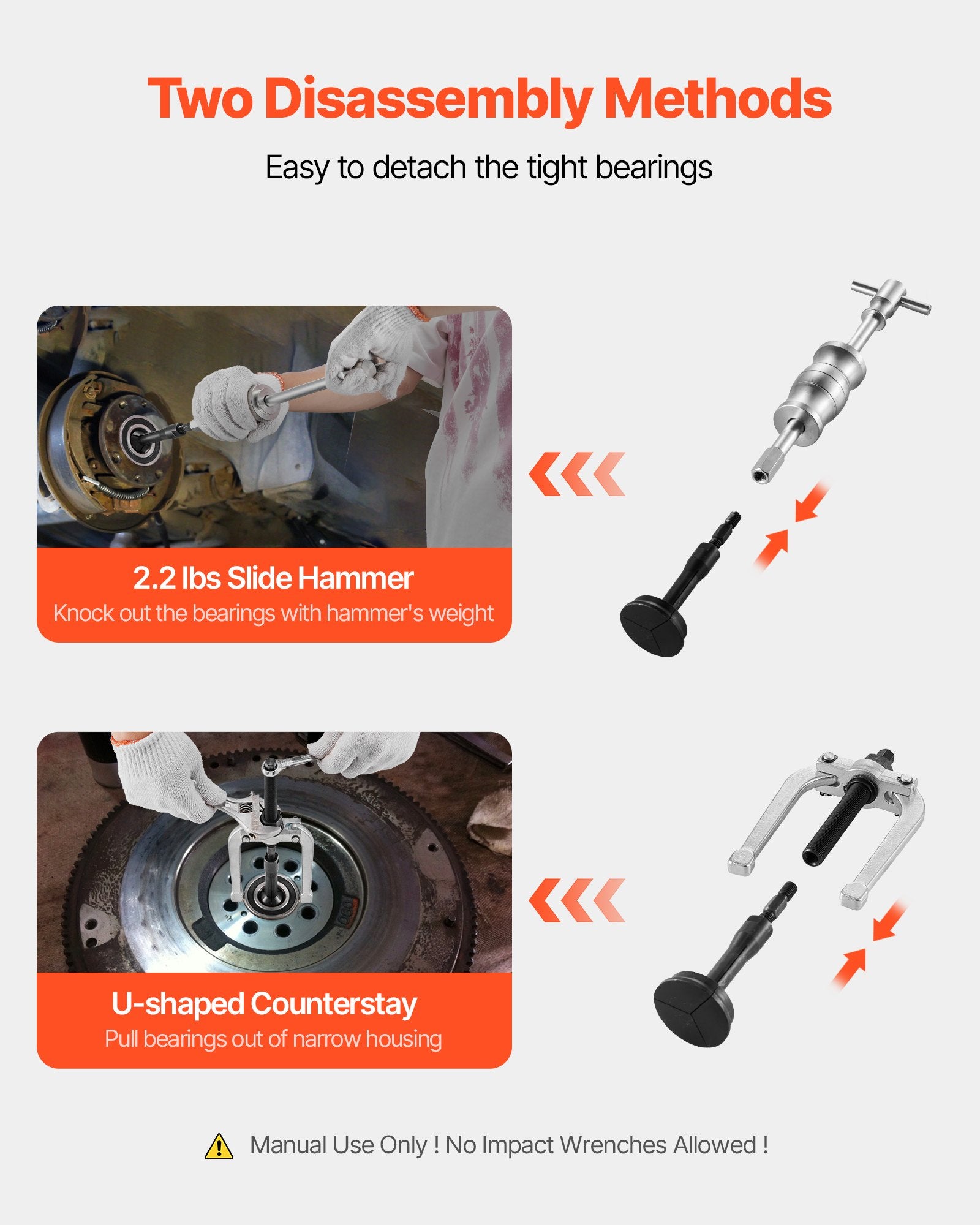 Automotive Repair & Speciality Tools: VEVOR Blind Hole Bearing Puller Set, 16-in-1 Inner Bearing Race and Seal Extractor Kit, 16 PCS Slide Hammer Pilot Insert Inner Internal Bearing Removal Tool Set with 10 Split Collets and Counterstay