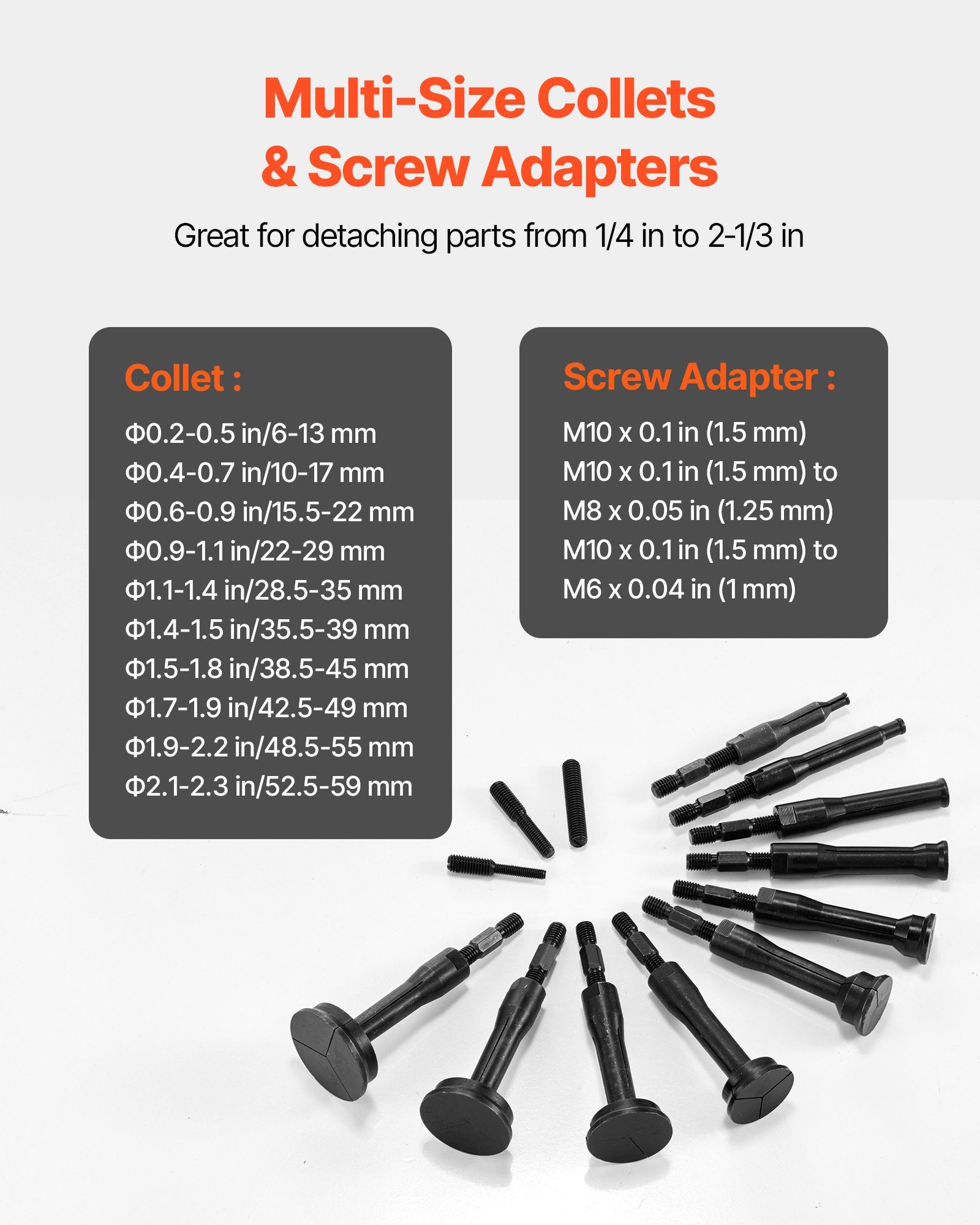 Automotive Repair & Speciality Tools: VEVOR Blind Hole Bearing Puller Set, 16-in-1 Inner Bearing Race and Seal Extractor Kit, 16 PCS Slide Hammer Pilot Insert Inner Internal Bearing Removal Tool Set with 10 Split Collets and Counterstay