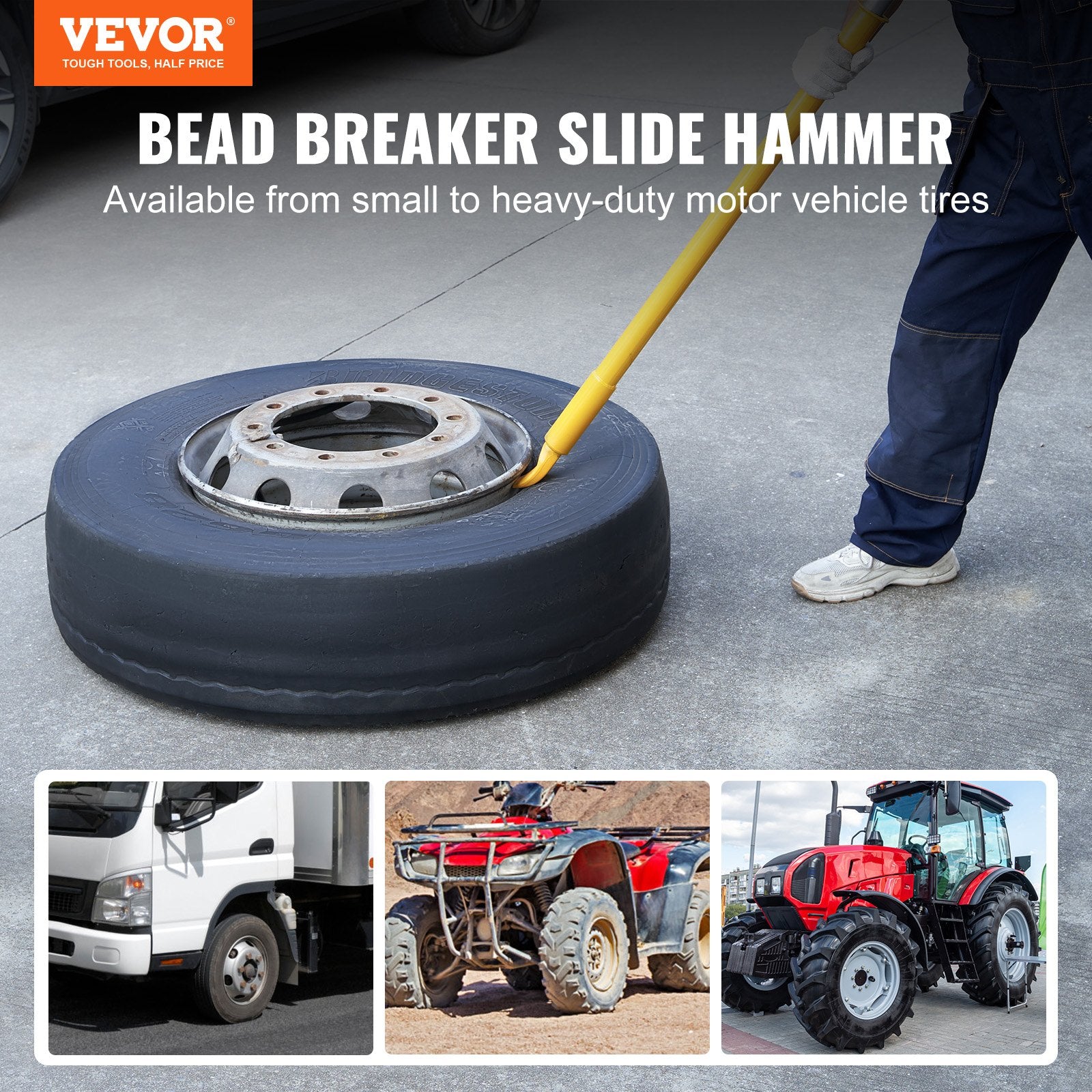 Automotive Repair & Speciality Tools: VEVOR Tire Bead Breaker Slide Hammer, 117.5 cm Length Tire Slide Hammer, Heavy Duty Steel Tire Changing Tool, Tire Breaker Bar for Car Truck Trailer Tire Removal