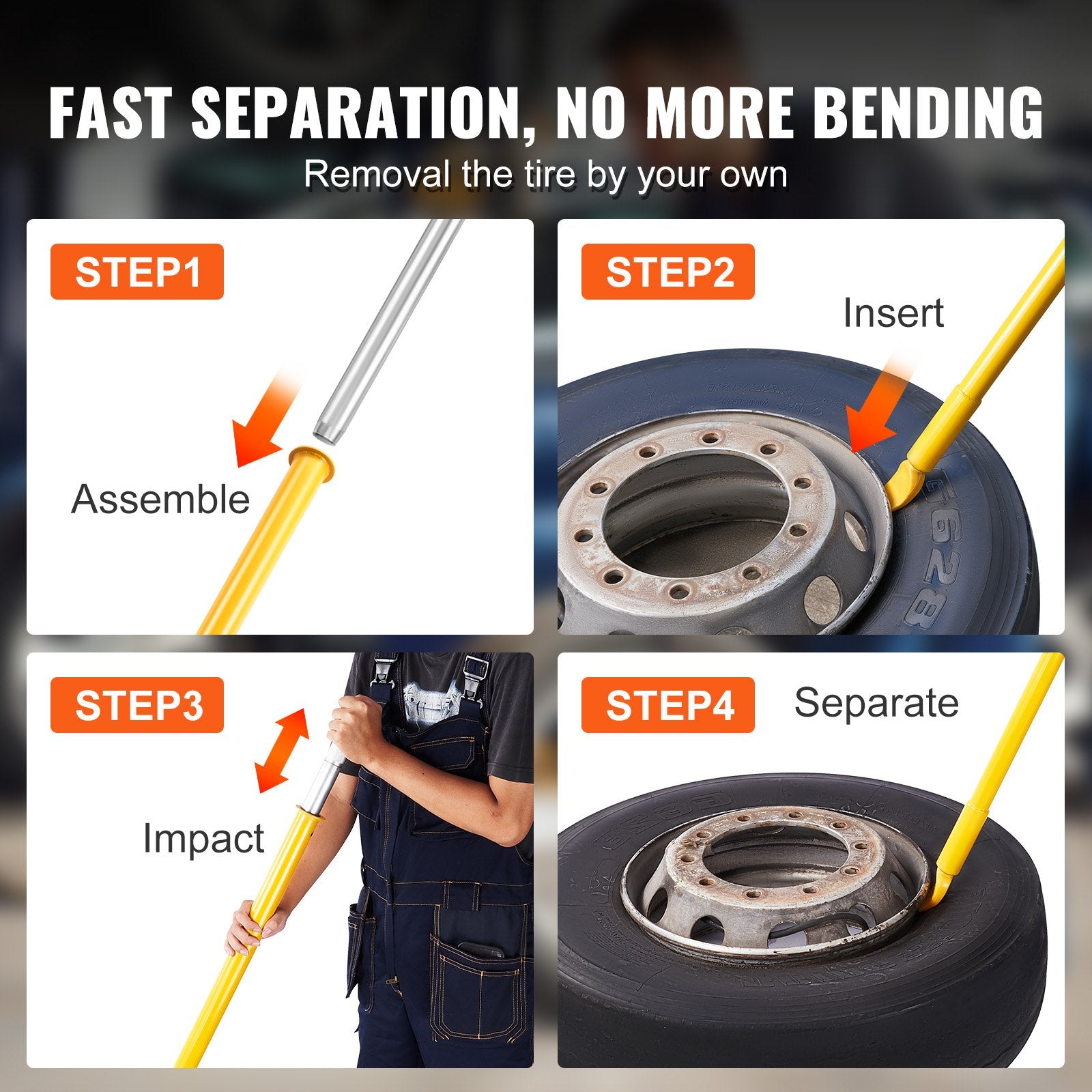 Automotive Repair & Speciality Tools: VEVOR Tire Bead Breaker Slide Hammer, 117.5 cm Length Tire Slide Hammer, Heavy Duty Steel Tire Changing Tool, Tire Breaker Bar for Car Truck Trailer Tire Removal