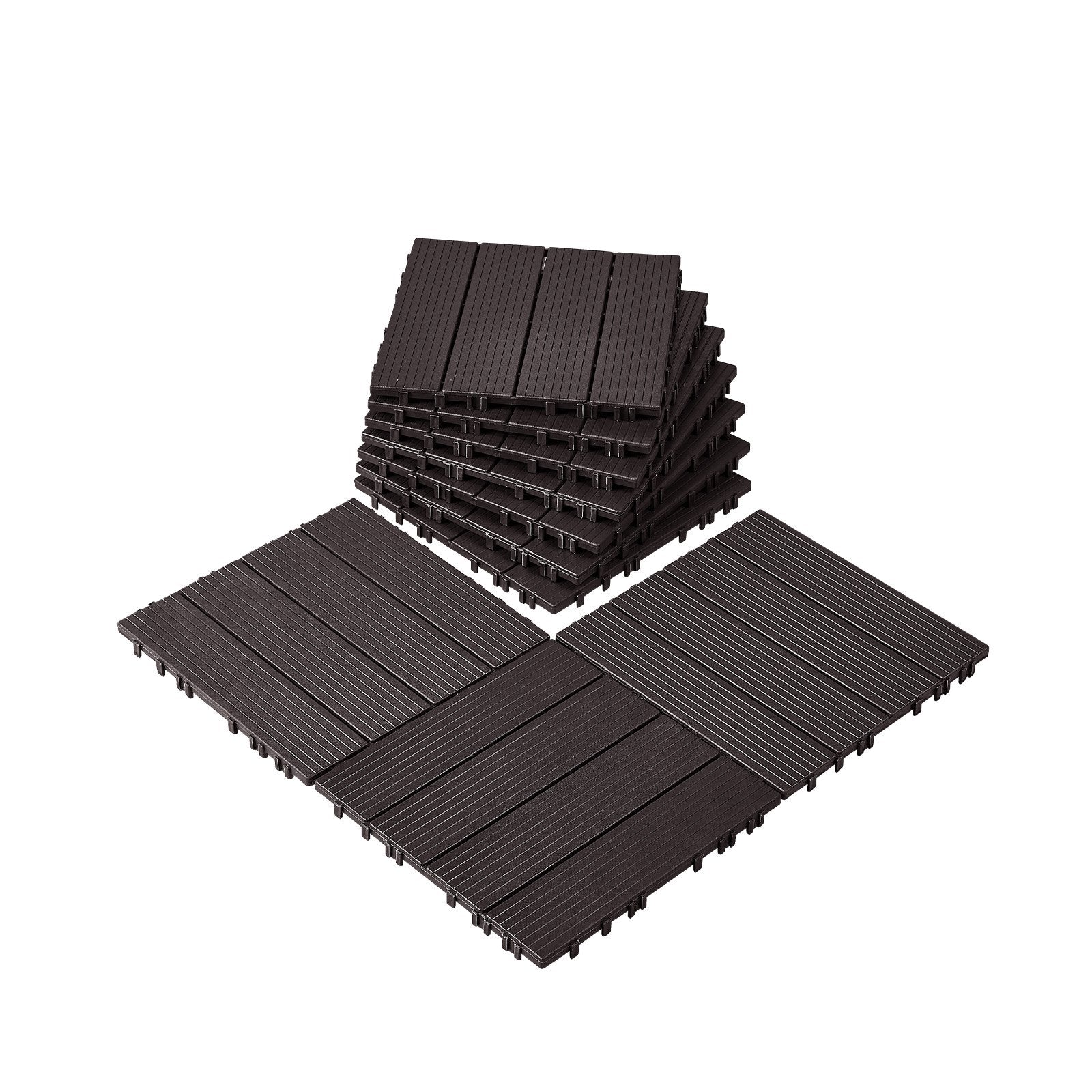 Dog Playpens & Gates: VEVOR Interlocking Deck Tiles, 10 Pack,12"x12" 10 sq. ft Plastic Waterproof Outdoor Flooring All Weather Use, Patio Floor Decking Covering Tiles for Porch Poolside Balcony Backyard, Dark Brown
