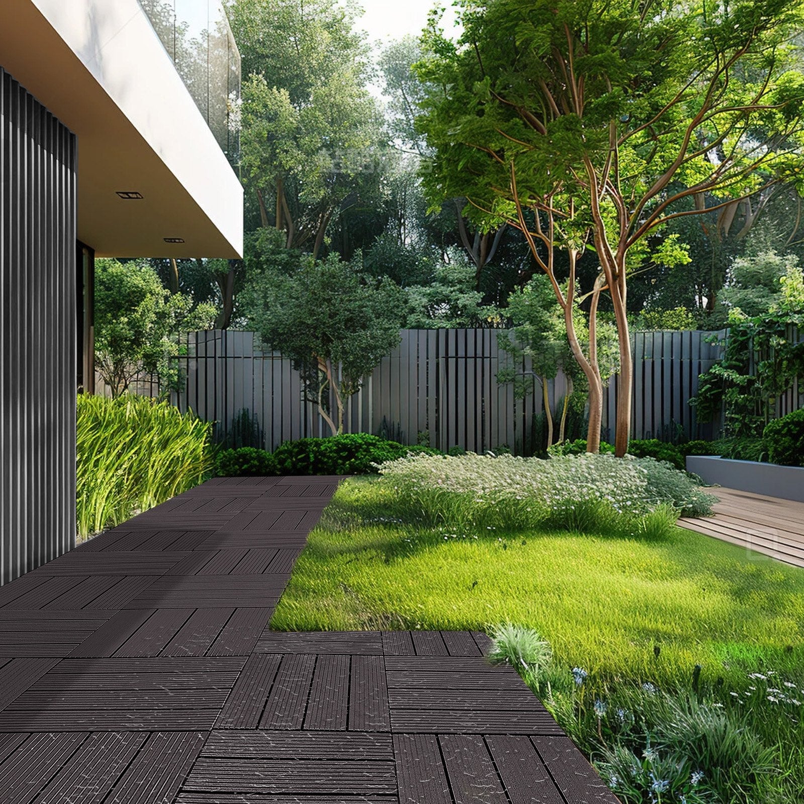 Dog Playpens & Gates: VEVOR Interlocking Deck Tiles, 10 Pack,12"x12" 10 sq. ft Plastic Waterproof Outdoor Flooring All Weather Use, Patio Floor Decking Covering Tiles for Porch Poolside Balcony Backyard, Dark Brown