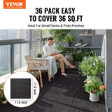 Dog Playpens & Gates: VEVOR Interlocking Deck Tiles, 36 Pack,11.6"x11.6" 36 sq. ft Plastic Waterproof Outdoor Flooring All Weather Use, Patio Floor Decking Covering Tiles for Porch Poolside Balcony Backyard, Dark Brown