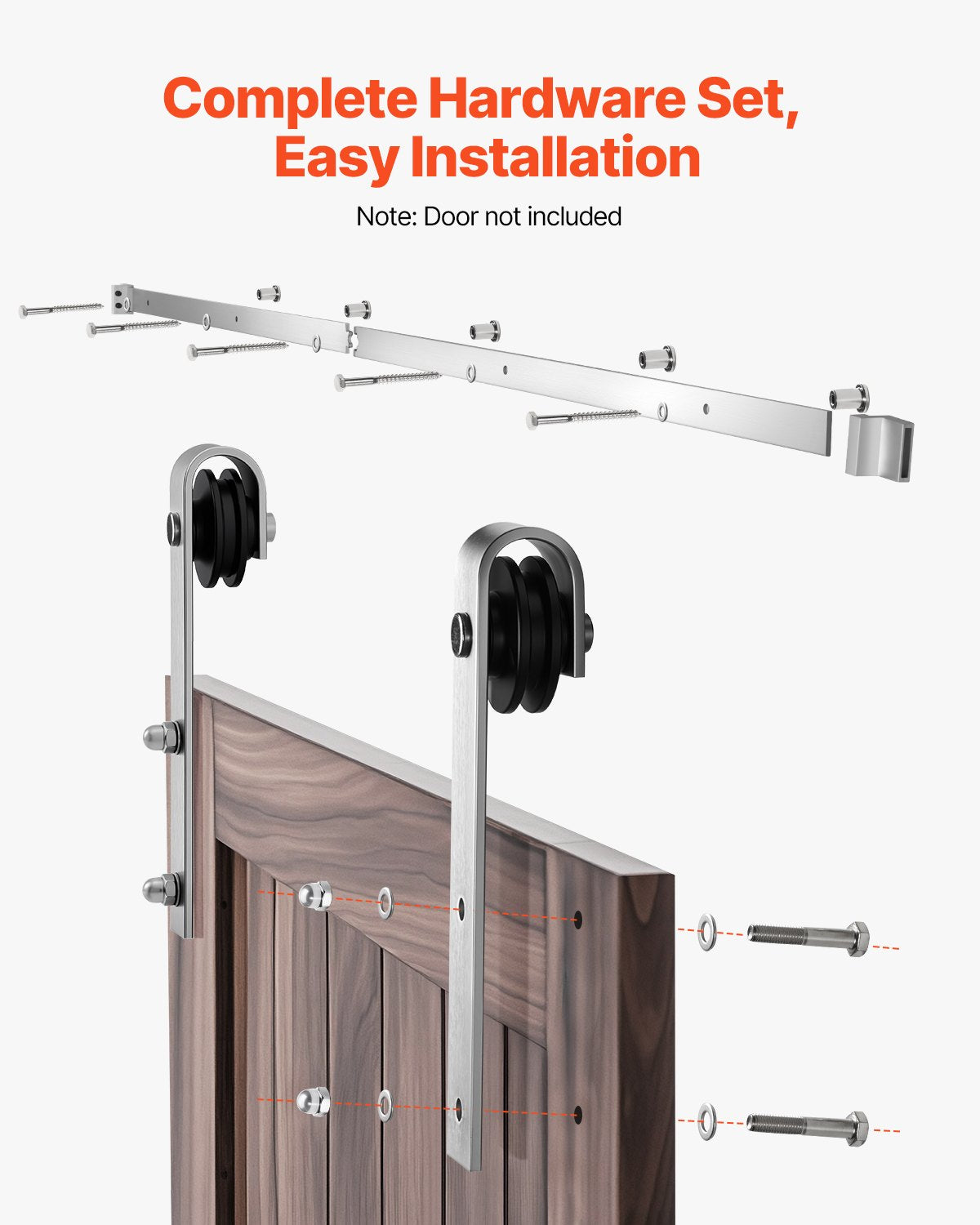 Audio Accessories: VEVOR 2000 mm Sliding Barn Door Hardware Kit for Single Sliding Barn Door Silver