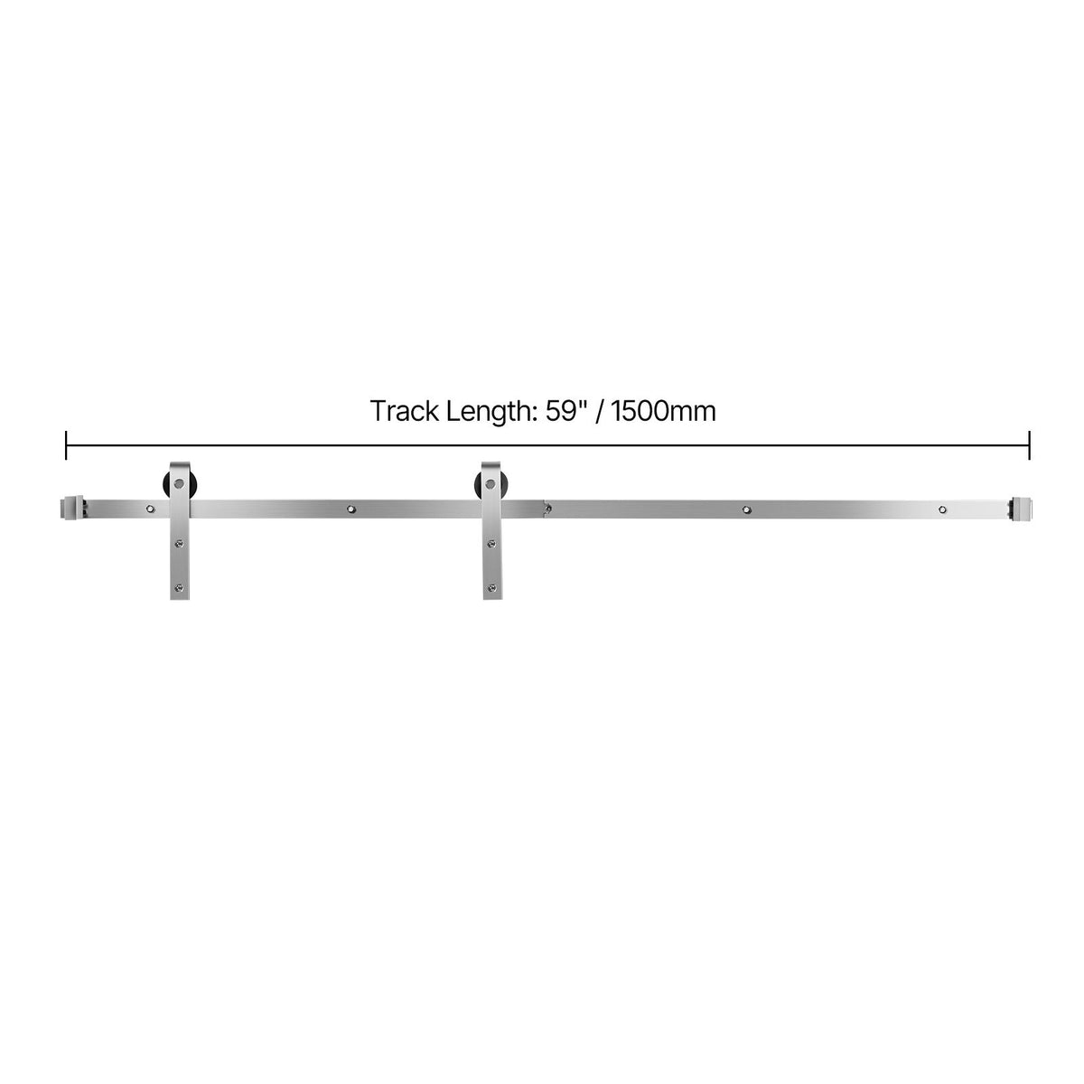 5FT Sliding Barn Door Hardware Kit, 330 LBS Weight Capacity, Compatible with 30 Inches Max Width & 1-3/8 to 1-3/4 Inches Thickness Single Sliding Barn Door, Durable Track & J-shape Roller Silver
