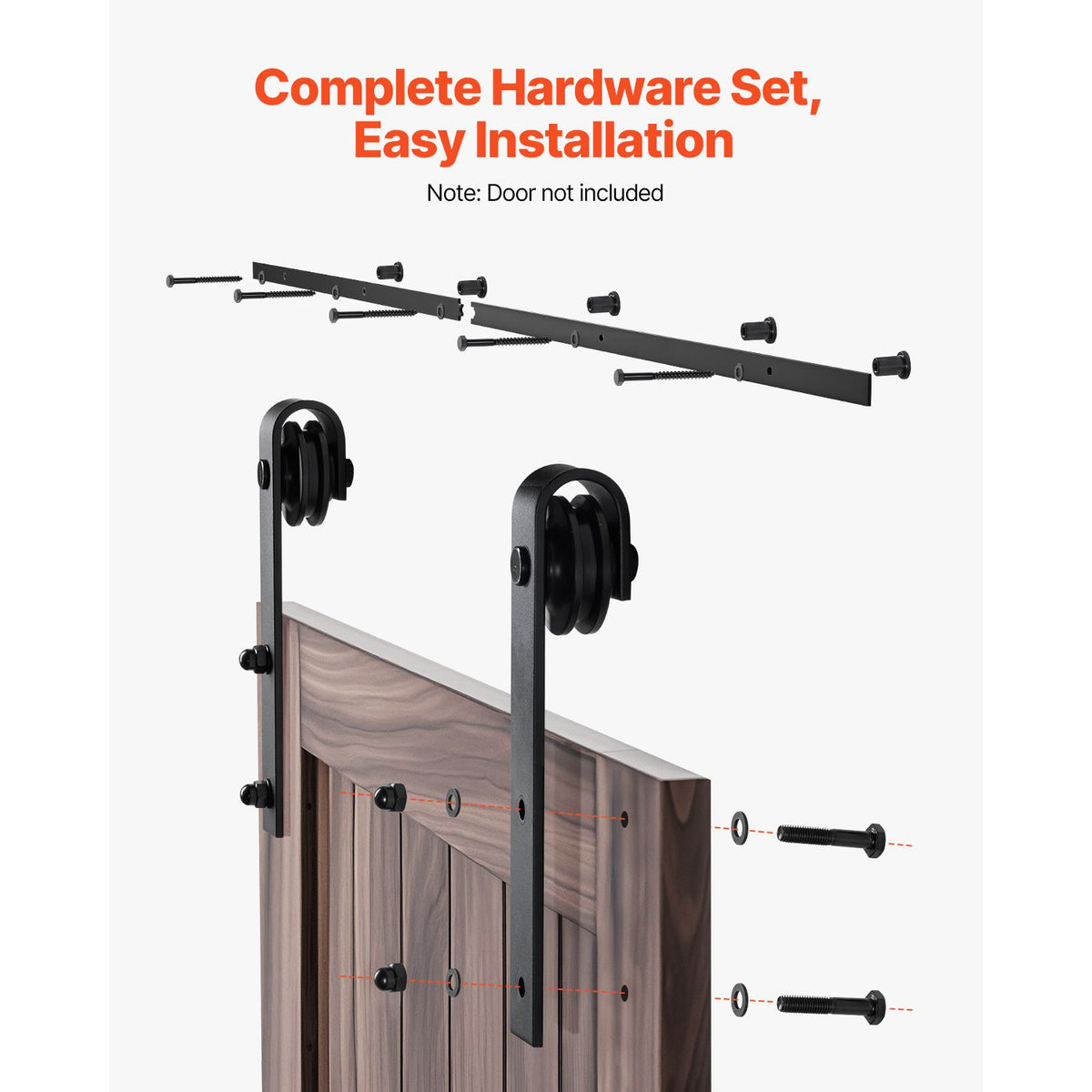 6.6FT Sliding Barn Door Hardware Kit, 330 LBS Weight Capacity, Compatible with 36-40 Inches Width & 1-3/8 to 1-3/4 Inches Thickness Single Sliding Barn Door, Durable Track & J-shape Roller Black