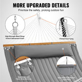Tents: VEVOR Double Quilted Fabric Hammock, 12 FT Double Hammock with Hardwood Spreader Bars, 2 Person Quilted Hammock with Detachable Pillow and Chains for Camping Outdoor Patio Yard Beach, 480 lbs Capacity
