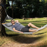Tents: VEVOR Double Quilted Fabric Hammock, 12 FT Double Hammock with Hardwood Spreader Bars, 2 Person Quilted Hammock with Detachable Pillow and Chains for Camping Outdoor Patio Yard Beach, 480 lbs Capacity