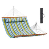 Tents: VEVOR Double Quilted Fabric Hammock, 12 FT Double Hammock with Hardwood Spreader Bars, 2 Person Quilted Hammock with Detachable Pillow and Chains for Camping Outdoor Patio Yard Beach, 480 lbs Capacity