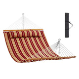 Tents: VEVOR Double Quilted Fabric Hammock, 12 FT Double Hammock with Hardwood Spreader Bars, 2 Person Quilted Hammock with Detachable Pillow and Chains for Camping Outdoor Patio Yard Beach, 480 lbs Capacity