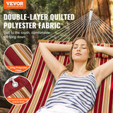 Tents: VEVOR Double Quilted Fabric Hammock, 12 FT Double Hammock with Hardwood Spreader Bars, 2 Person Quilted Hammock with Detachable Pillow and Chains for Camping Outdoor Patio Yard Beach, 480 lbs Capacity