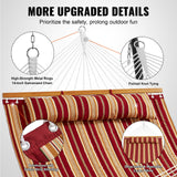 Tents: VEVOR Double Quilted Fabric Hammock, 12 FT Double Hammock with Hardwood Spreader Bars, 2 Person Quilted Hammock with Detachable Pillow and Chains for Camping Outdoor Patio Yard Beach, 480 lbs Capacity