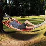 Tents: VEVOR Double Quilted Fabric Hammock, 12 FT Double Hammock with Hardwood Spreader Bars, 2 Person Quilted Hammock with Detachable Pillow and Chains for Camping Outdoor Patio Yard Beach, 480 lbs Capacity
