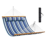 Tents: VEVOR Double Quilted Fabric Hammock, 12 FT Double Hammock with Hardwood Spreader Bars, 2 Person Quilted Hammock with Detachable Pillow and Chains for Camping Outdoor Patio Yard Beach, 480 lbs Capacity