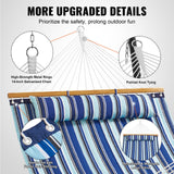 Tents: VEVOR Double Quilted Fabric Hammock, 12 FT Double Hammock with Hardwood Spreader Bars, 2 Person Quilted Hammock with Detachable Pillow and Chains for Camping Outdoor Patio Yard Beach, 480 lbs Capacity