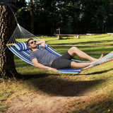 Tents: VEVOR Double Quilted Fabric Hammock, 12 FT Double Hammock with Hardwood Spreader Bars, 2 Person Quilted Hammock with Detachable Pillow and Chains for Camping Outdoor Patio Yard Beach, 480 lbs Capacity