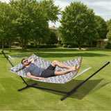 Tents: VEVOR Two Person Hammock with Stand Included, Double Hammock with Curved Spreader Bar and Detachable Pillow and Portable Carrying Bag, Perfect for Outdoor Freestanding Hammock, 480lb Capacity