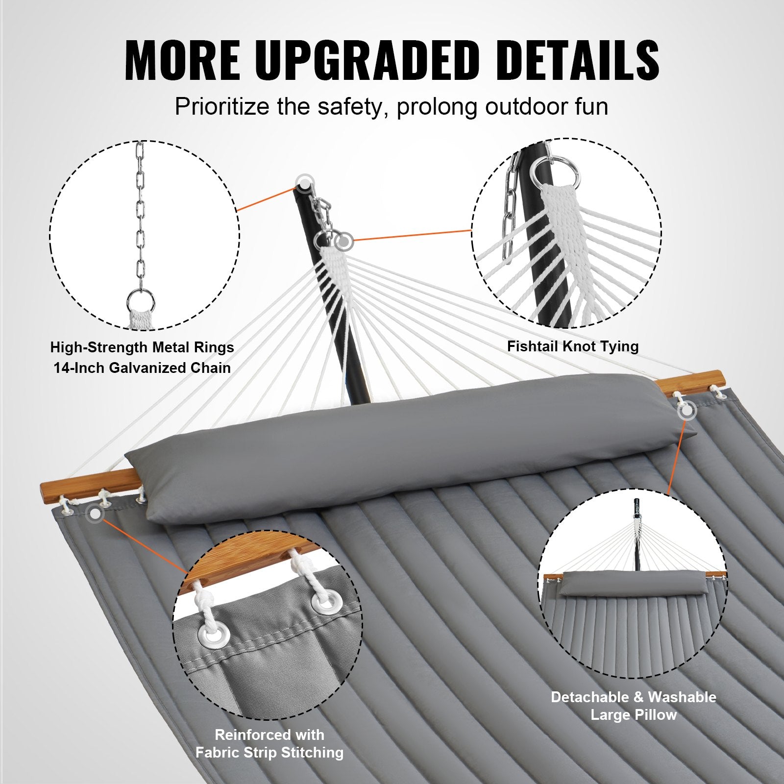 Tents: VEVOR Double Quilted Fabric Hammock Two Person Hammock with Stand 480lb Capacity