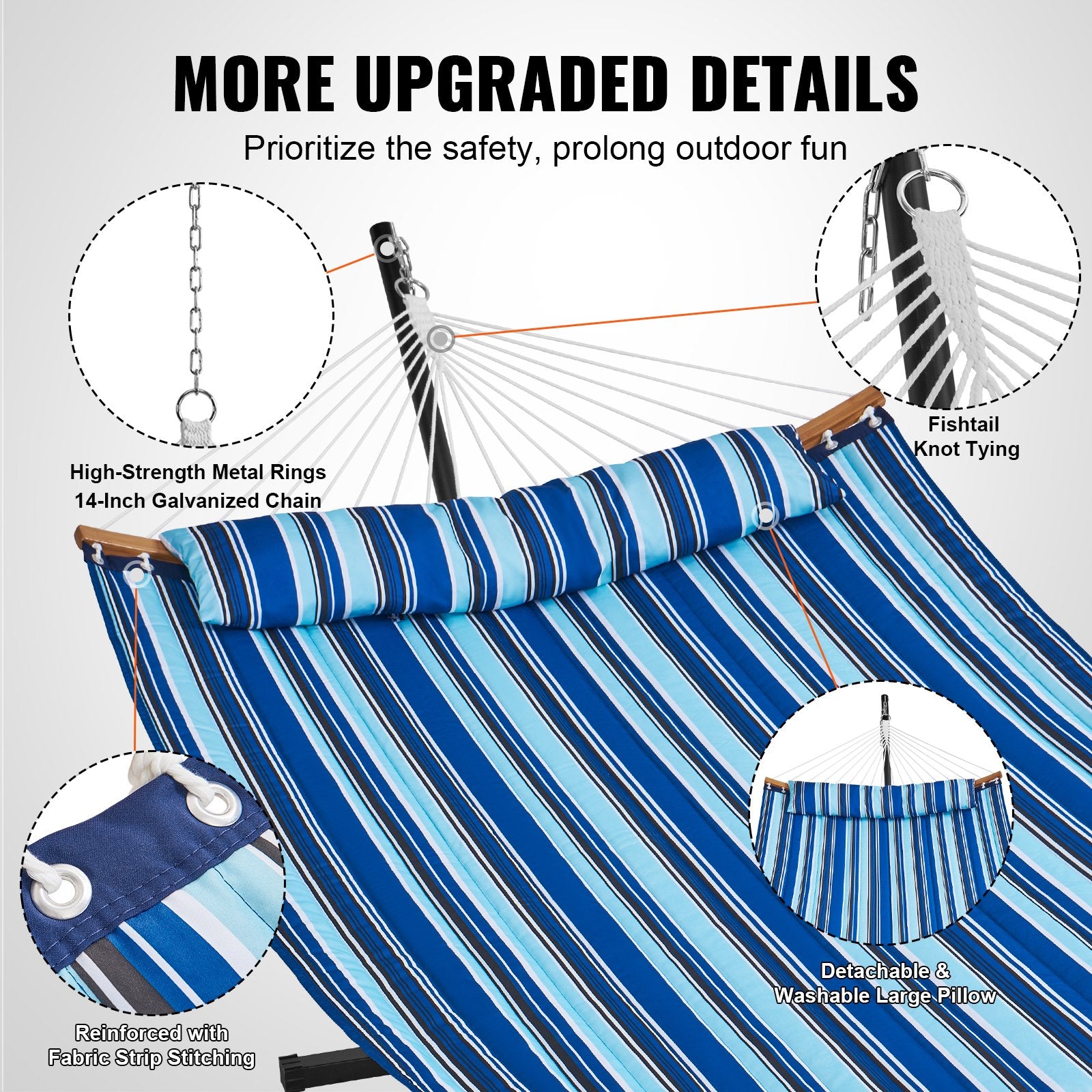 Tents: VEVOR Two Person Hammock with Stand Included, Double Hammock with Curved Spreader Bar and Detachable Pillow and Portable Carrying Bag, Perfect for Outdoor Freestanding Hammock, 480lb Capacity