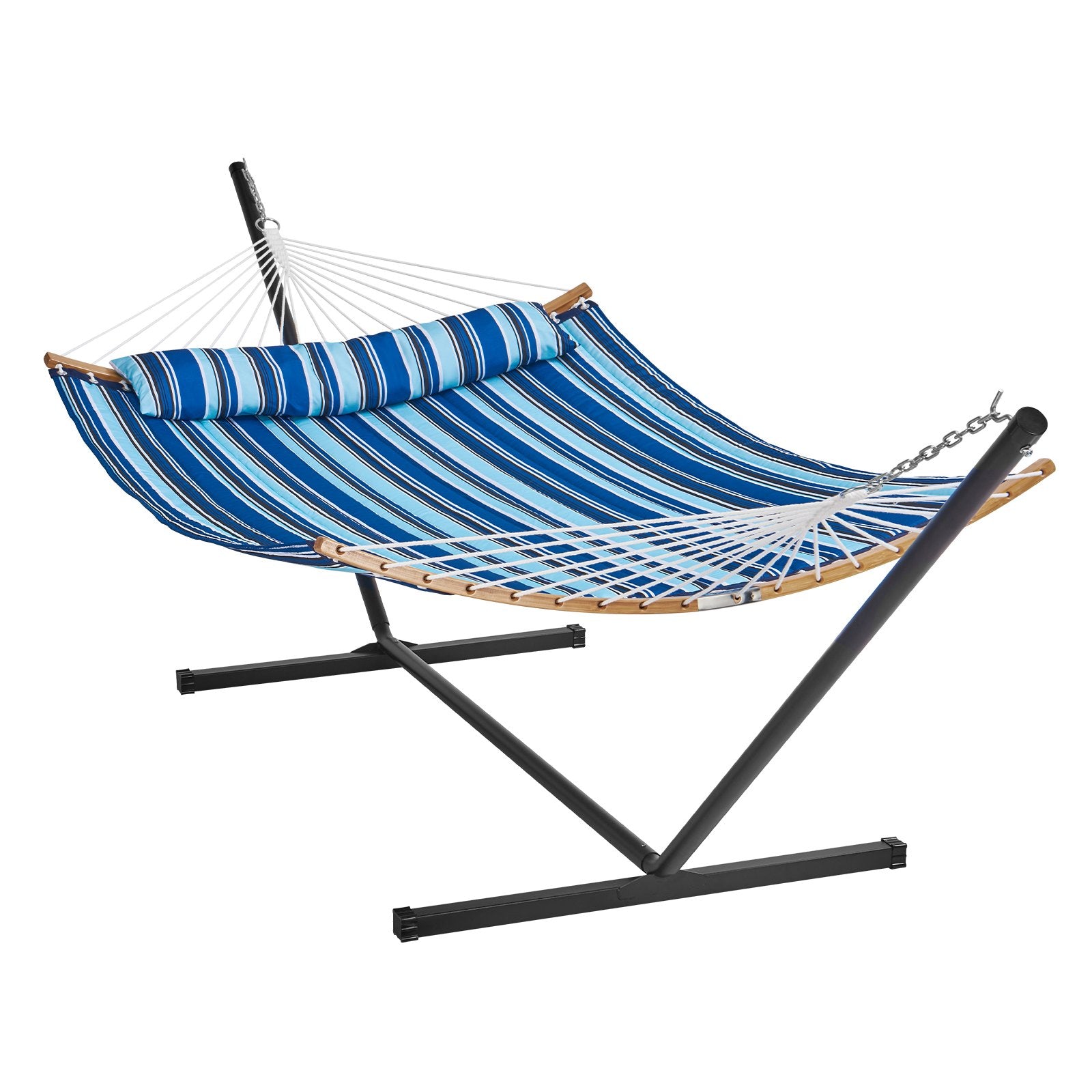 Tents: VEVOR Two Person Hammock with Stand Included, Double Hammock with Curved Spreader Bar and Detachable Pillow and Portable Carrying Bag, Perfect for Outdoor Freestanding Hammock, 480lb Capacity