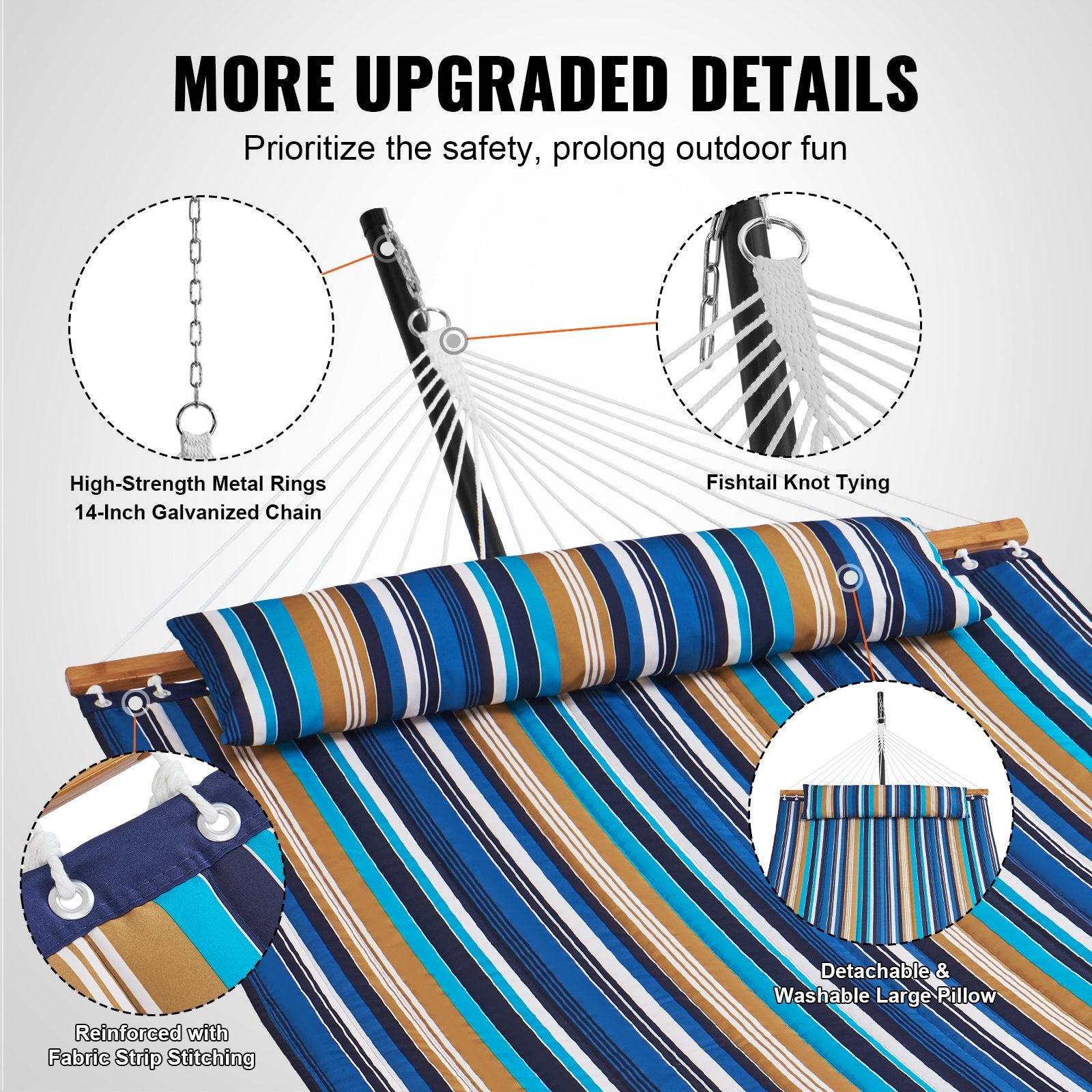 Tents: VEVOR Double Quilted Fabric Hammock Two Person Hammock with Stand 480lb Capacity