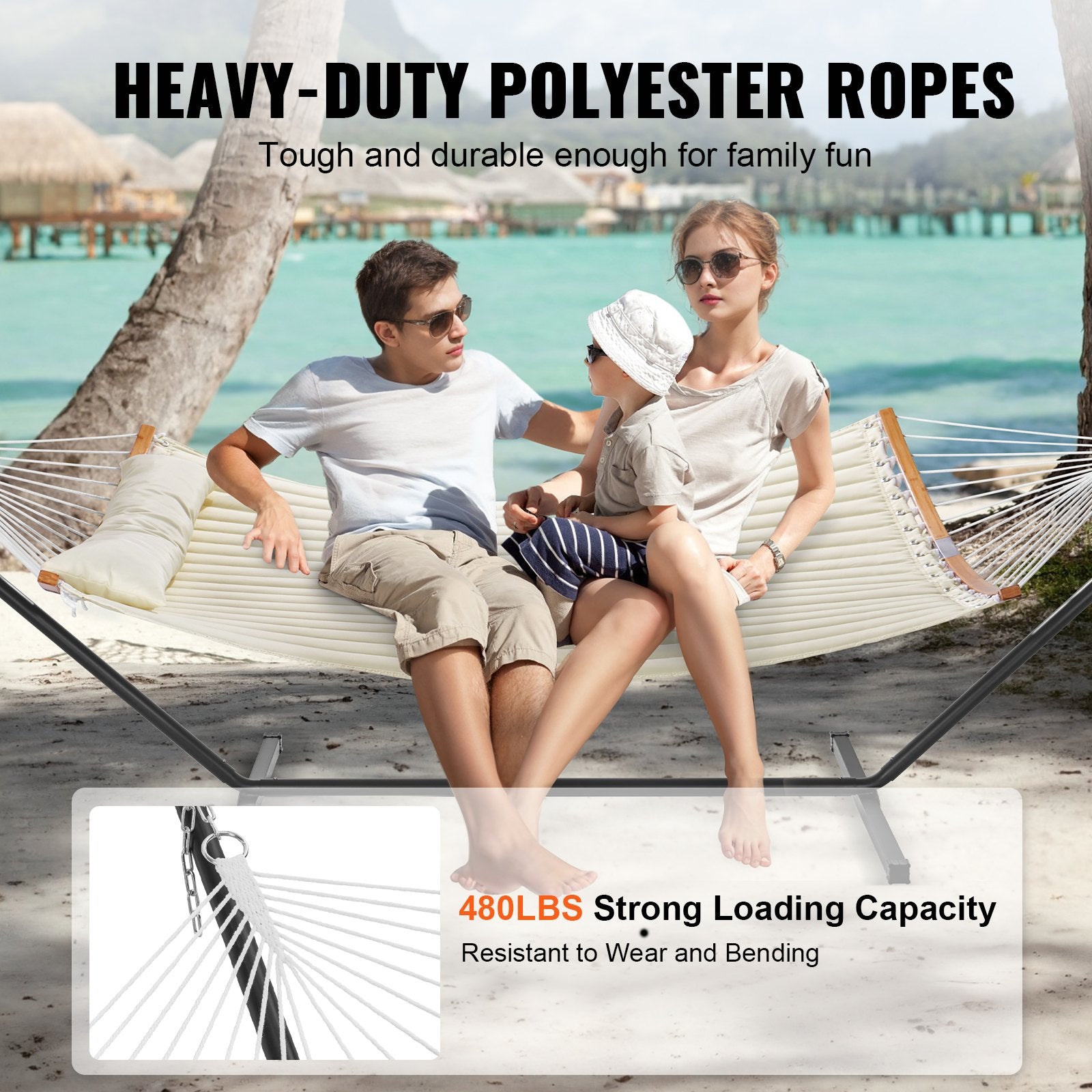 Tents: VEVOR Two Person Hammock with Stand Included, Double Hammock with Curved Spreader Bar and Detachable Pillow and Portable Carrying Bag, Perfect for Outdoor Freestanding Hammock, 480lb Capacity