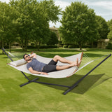 Tents: VEVOR Two Person Hammock with Stand Included, Double Hammock with Curved Spreader Bar and Detachable Pillow and Portable Carrying Bag, Perfect for Outdoor Freestanding Hammock, 480lb Capacity