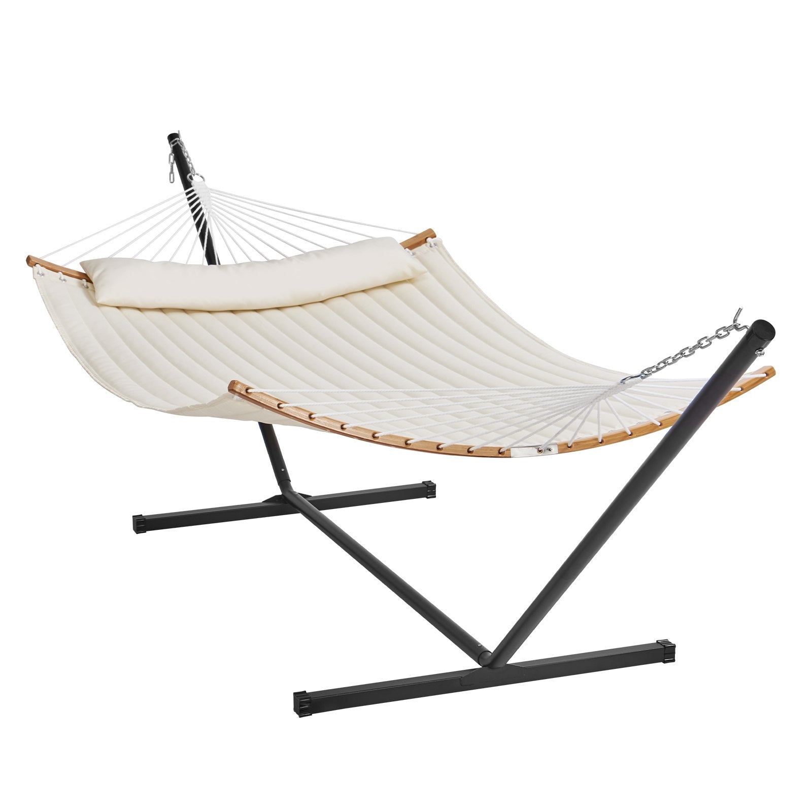 Tents: VEVOR Two Person Hammock with Stand Included, Double Hammock with Curved Spreader Bar and Detachable Pillow and Portable Carrying Bag, Perfect for Outdoor Freestanding Hammock, 480lb Capacity