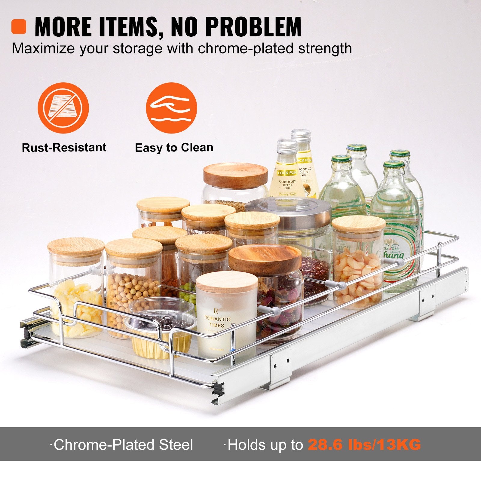 Kitchen & Bathroom DIY: VEVOR Pull Out Cabinet Under Sink Organizer 11 x 21 Inch Wire Drawer Basket