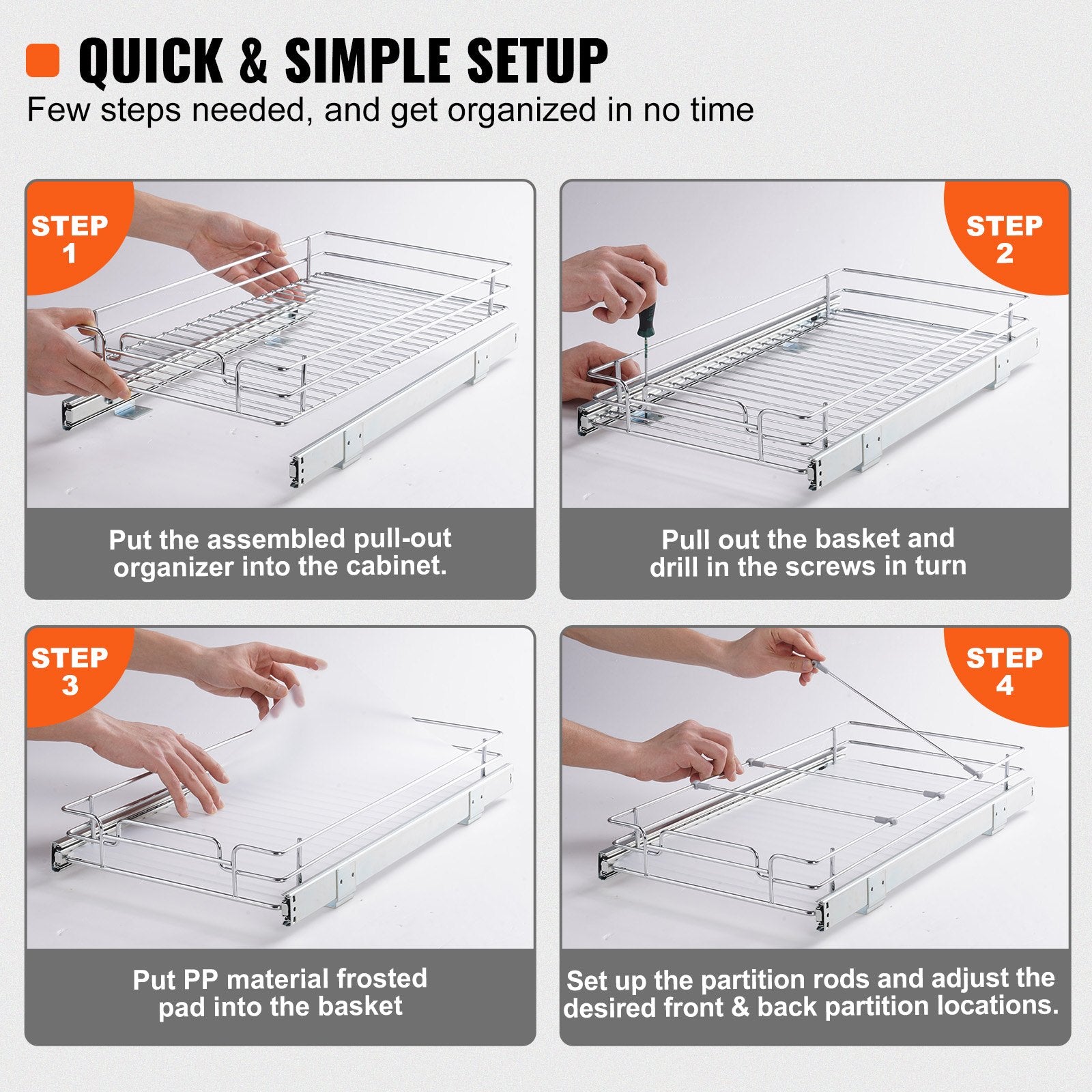 Kitchen & Bathroom DIY: VEVOR Pull Out Cabinet Under Sink Organizer 11 x 21 Inch Wire Drawer Basket