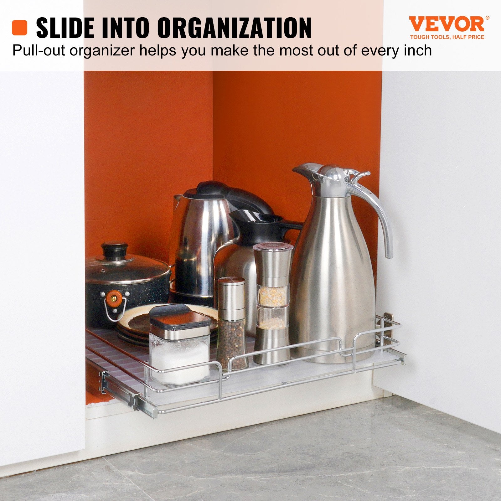 Kitchen & Bathroom DIY: VEVOR Pull Out Cabinet Under Sink Organizer 20 x 21 Inch Wire Drawer Basket