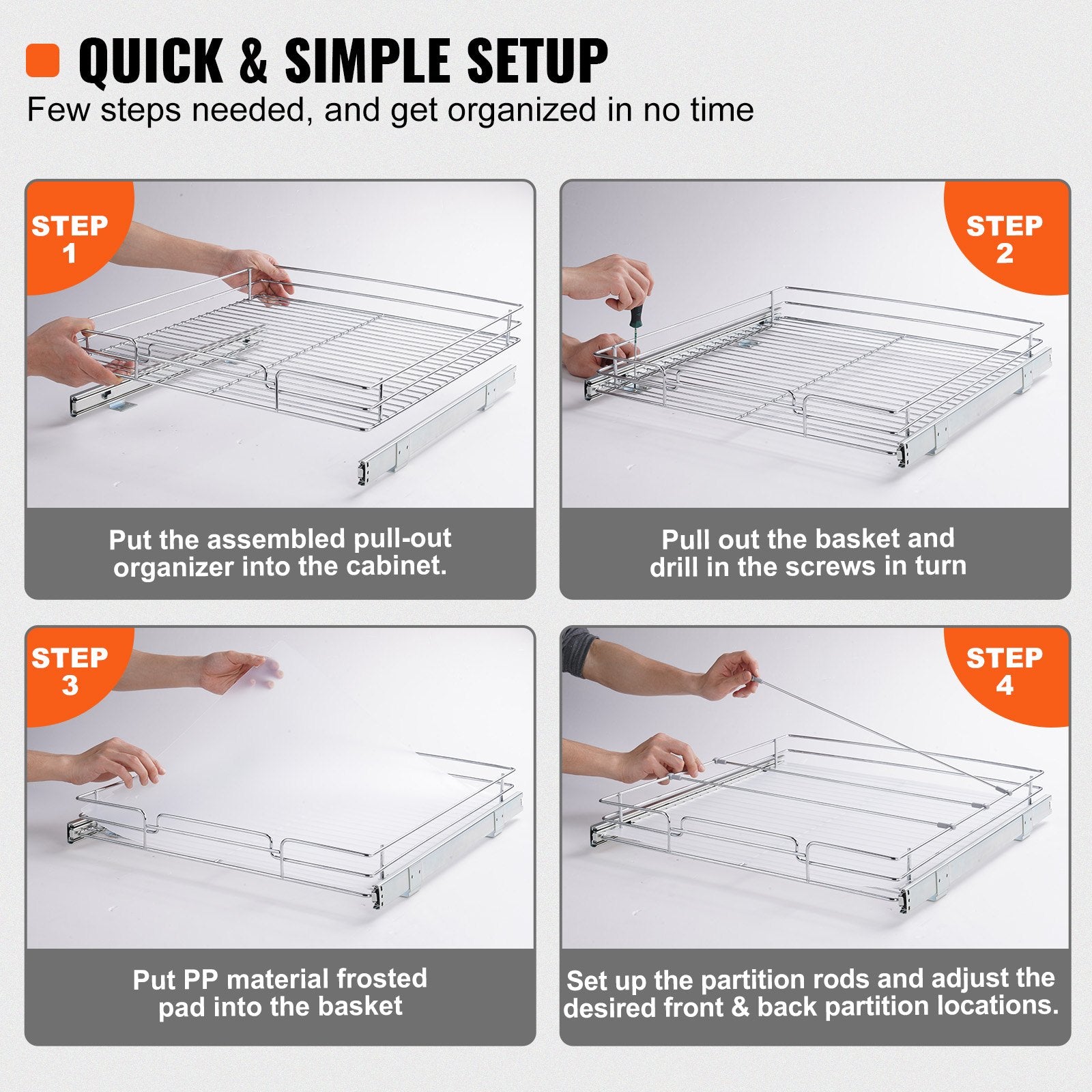 Kitchen & Bathroom DIY: VEVOR Pull Out Cabinet Under Sink Organizer 20 x 21 Inch Wire Drawer Basket