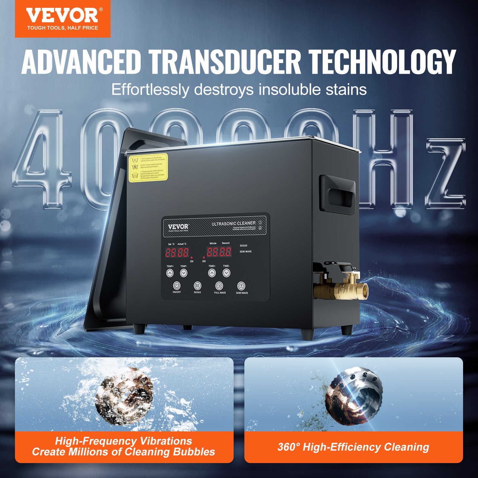 Jewellery Cleaners: VEVOR 6L Ultra Sonic Cleaner, 180W Digital Ultrasonic Cleaning Machine with Gentle Mode & Upgraded Degassing, 40kHz Industrial Ultrasound Cleaner with Heater & Timer for Retainer, Jewelry, Tools
