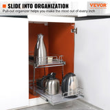 Kitchen & Bathroom DIY: VEVOR 2-Tier Wire Pull Out Cabinet Under Sink Organizer 14x21 Inch Drawer Basket