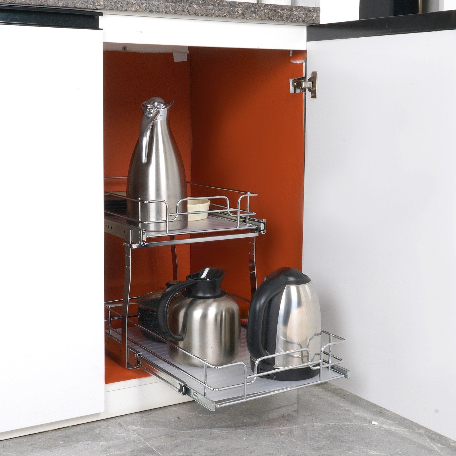 Kitchen & Bathroom DIY: VEVOR 2-Tier Wire Pull Out Cabinet Under Sink Organizer 14x21 Inch Drawer Basket