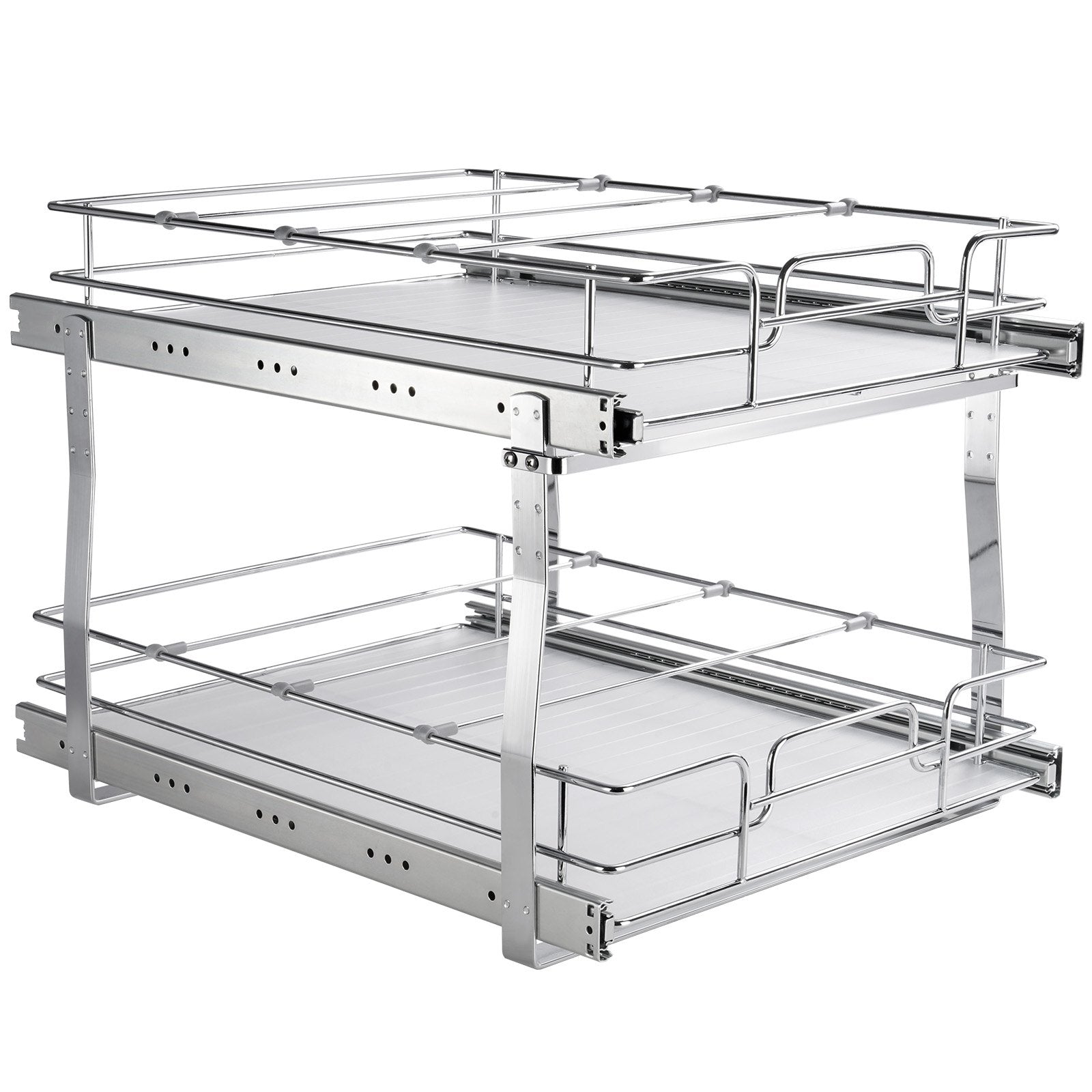 Clothing & Wardrobe Storage: VEVOR 2 Tier 20"Wx21"Dx15"H Pull Out Cabinet Organizer, Heavy Duty Slide Out Pantry Shelves, Steel Roll Out Drawers, Sliding Drawer Storage for Home, 21.5"Wx22"Dx18"H Install Size for Cabinet