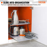 Clothing & Wardrobe Storage: VEVOR 2 Tier 20"Wx21"Dx15"H Pull Out Cabinet Organizer, Heavy Duty Slide Out Pantry Shelves, Steel Roll Out Drawers, Sliding Drawer Storage for Home, 21.5"Wx22"Dx18"H Install Size for Cabinet
