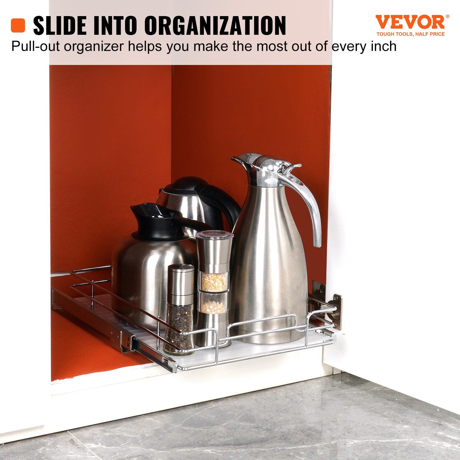 Kitchen & Bathroom DIY: VEVOR Pull Out Cabinet Under Sink Organizer 11.5 x 16.5 Inch Wire Drawer Basket