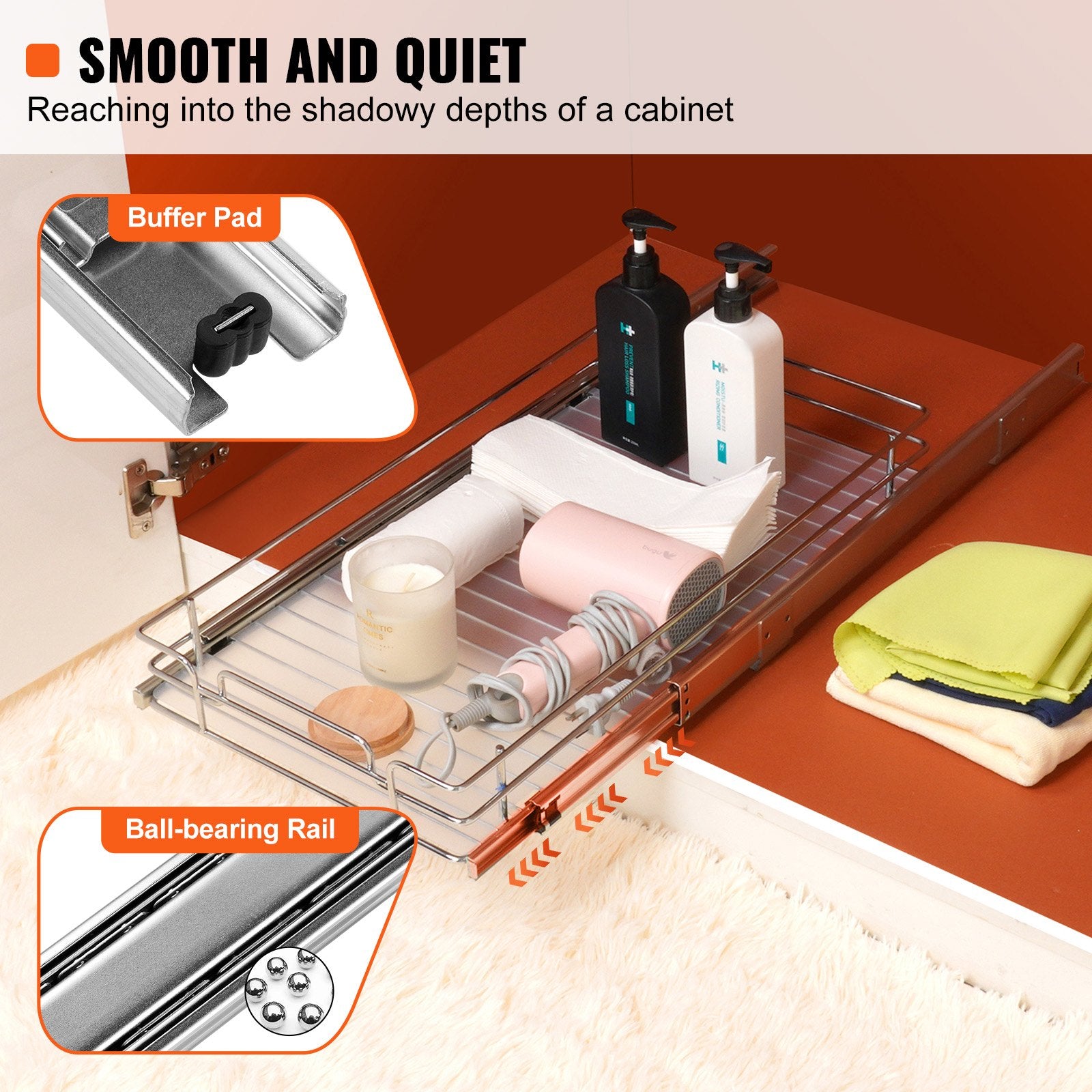 Kitchen & Bathroom DIY: VEVOR Pull Out Cabinet Under Sink Organizer 11.5 x 16.5 Inch Wire Drawer Basket