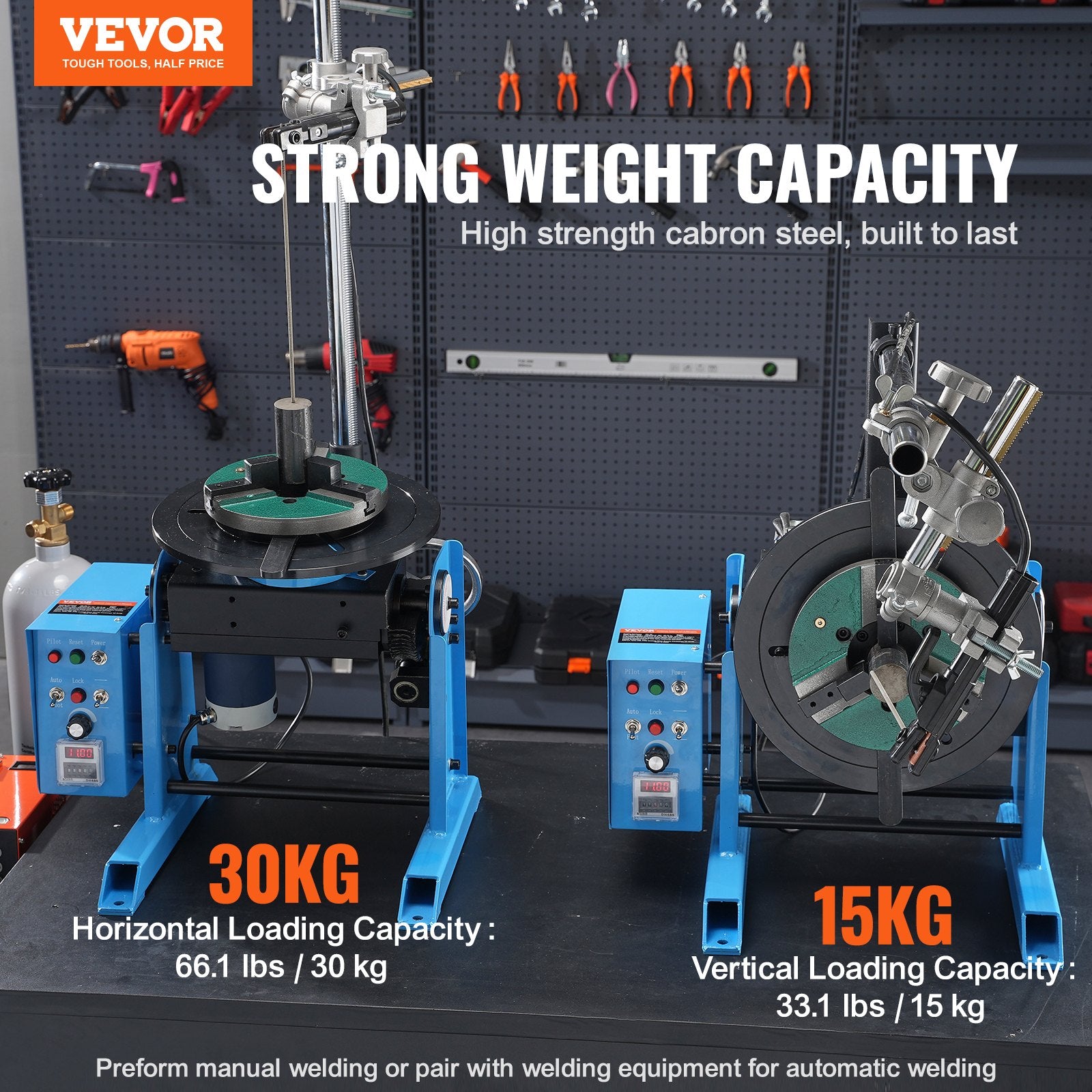 Rotary Welding Positioner 30KG, 0-90° Welding Positioning Turntable Table 1-12RPM 80W, with 12.4 Inch 3-Jaw Lathe Chuck & Welding Torch Stand Holder for Cutting, Grinding, Assembly, Testing