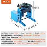 Tool Sockets: VEVOR Rotary Welding Positioner 30KG, 0-90° Welding Positioning Turntable Table 1-12RPM 80W, with 12.4 Inch 3-Jaw Lathe Chuck & Welding Torch Stand Holder for Cutting, Grinding, Assembly, Testing