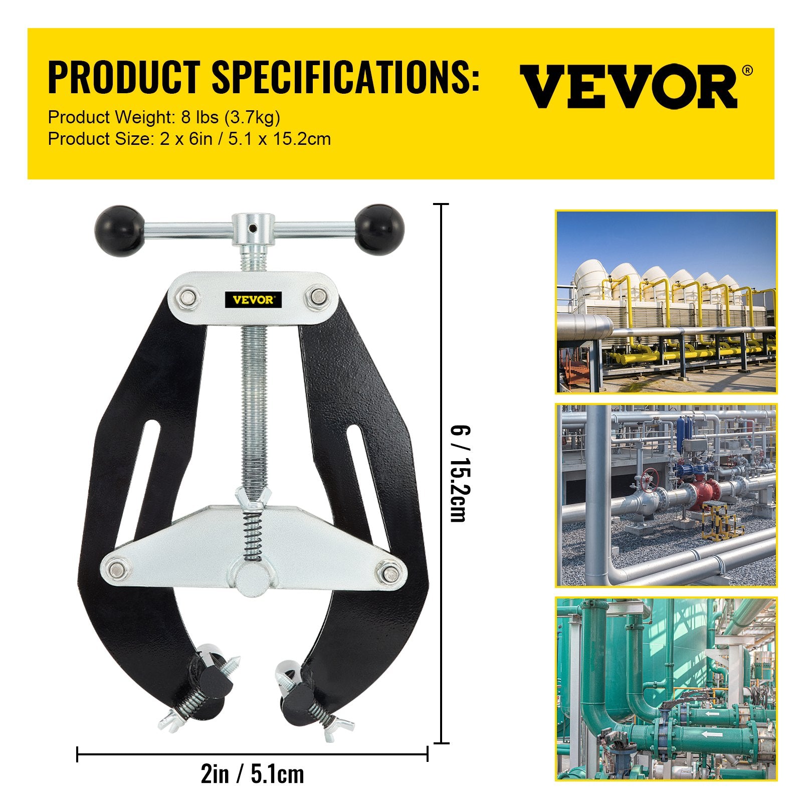 Camping Appliances: VEVOR Pipe Clamp, 2 to 6 in, High Strength Ultra Clamp with Quick Acting Screws, Steel Pipe Alignment Tool with Lightweight Design, Black