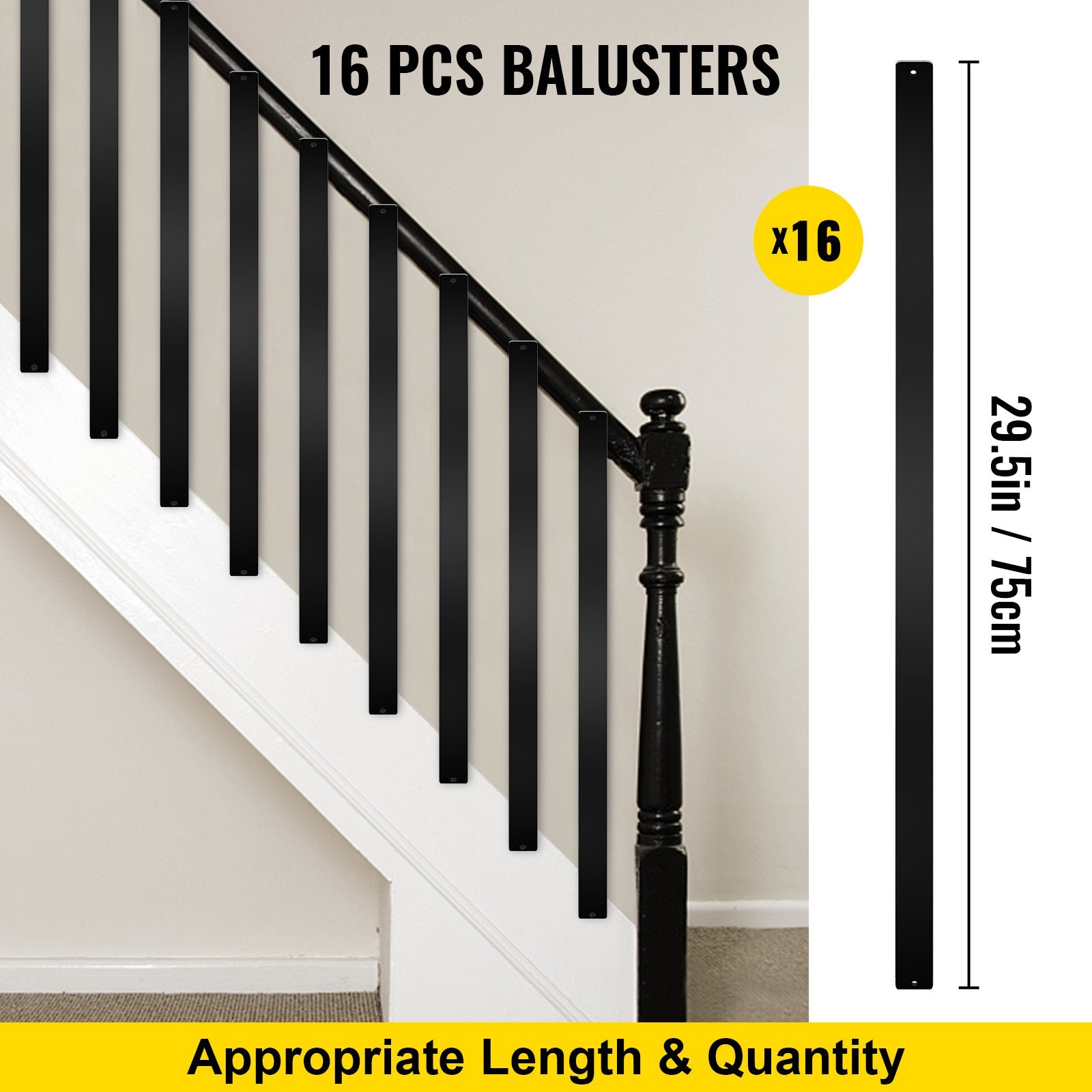 Boating Accessories: VEVOR Deck Balusters, 16 Pack Metal Deck Spindles, 29.5""x1"" Staircase Baluster with Screws, Aluminum Alloy Deck Railing for Wood and Composite Deck, Stylish Baluster for Outdoor Stair Deck Porch