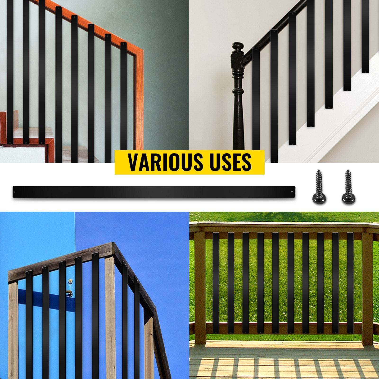 Boating Accessories: VEVOR Deck Balusters, 16 Pack Metal Deck Spindles, 29.5""x1"" Staircase Baluster with Screws, Aluminum Alloy Deck Railing for Wood and Composite Deck, Stylish Baluster for Outdoor Stair Deck Porch