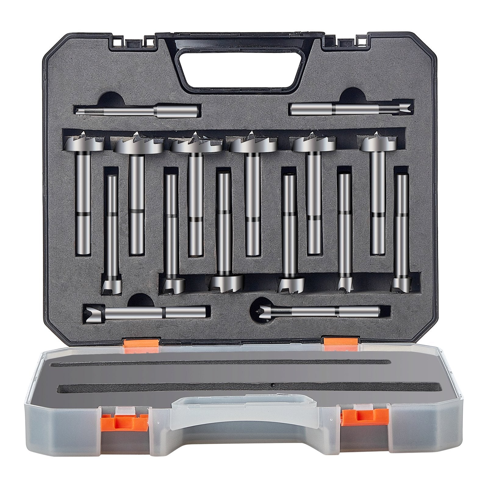 Drill & Screwdriver Accessories: VEVOR Forstner Bit Set, 16 Pcs Forstner Drill Bits Set, 1/4" to 1-5/8", Carbon Steel, with Universal Round Shank, Forstner Drill Bit for Wood and Composite Board, Forstner Bits for Woodworking