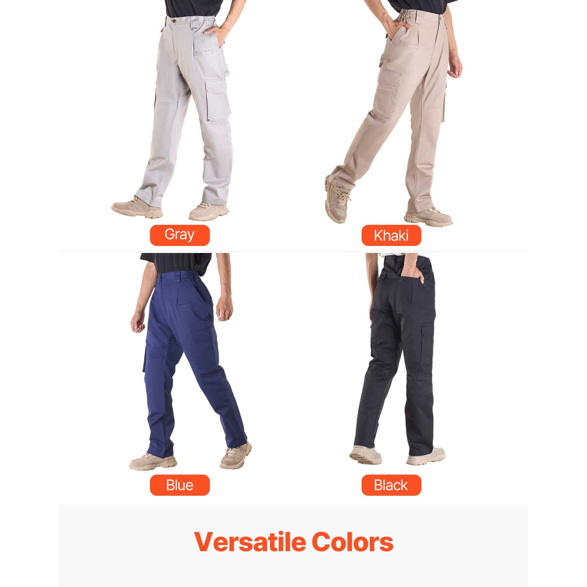 FR Pants for Men, 100% Cotton, Flame-Resistant Cargo Pants with Multi-Pockets and Elastic Waist, Reinforced Tear-proof Stitching, Ideal for Welding Work and Casual Wear, M Size, Gray
